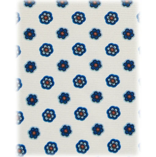 Viola Milano - Summer Floral 3-Fold Handprinted Untipped Silk Tie - White - Handmade in Italy - Luxury Exclusive Collection - Avvenice