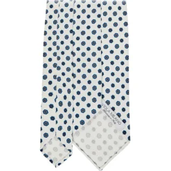 Viola Milano - Summer Floral 3-Fold Handprinted Untipped Silk Tie - White - Handmade in Italy - Luxury Exclusive Collection - Avvenice