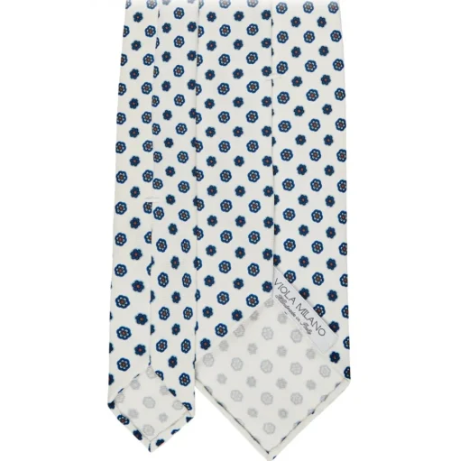 Viola Milano - Summer Floral 3-Fold Handprinted Untipped Silk Tie - White - Handmade in Italy - Luxury Exclusive Collection - Avvenice