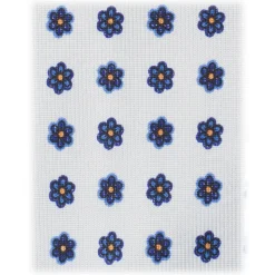 Viola Milano - Summer Floral 3-Fold Handprinted Untipped Silk Tie - White LL - Handmade in Italy - Luxury Exclusive Collection - Avvenice