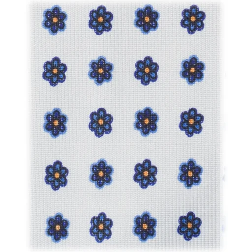 Viola Milano - Summer Floral 3-Fold Handprinted Untipped Silk Tie - White LL - Handmade in Italy - Luxury Exclusive Collection - Avvenice
