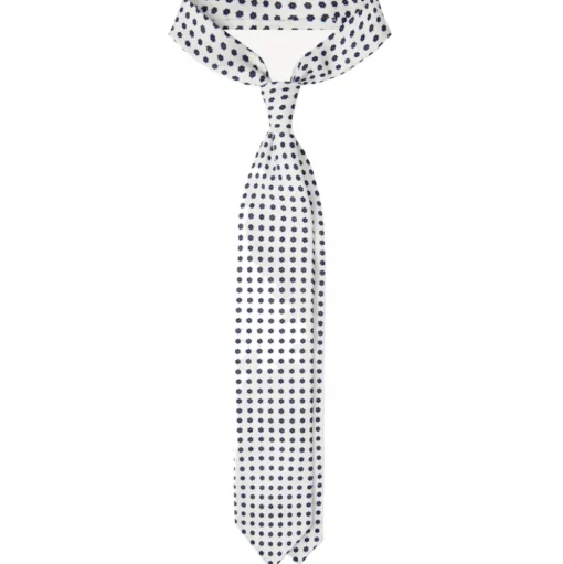Viola Milano - Summer Floral 3-Fold Handprinted Untipped Silk Tie - White LL - Handmade in Italy - Luxury Exclusive Collection - Avvenice