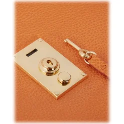 Viola Milano - The Light City Gold Square Lock Briefcase - Orange - Handmade in Italy - Luxury Exclusive Collection - Avvenice