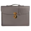 Viola Milano - The Light City Gold Lock Briefcase - Taupe Grey - Handmade in Italy - Luxury Exclusive Collection - Avvenice