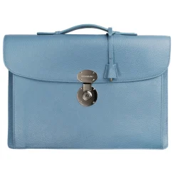 Viola Milano - The Light City Silver Lock Briefcase - Blue - Handmade in Italy - Luxury Exclusive Collection - Avvenice