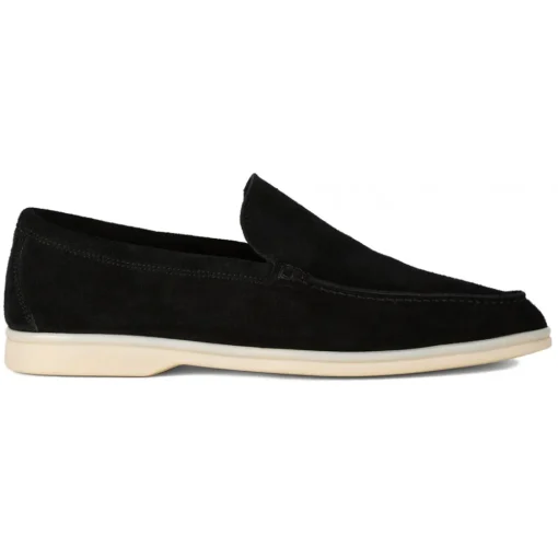 Viola Milano - Unlined Capri Suede Loafer - Black - Handmade in Italy - Luxury Exclusive Collection - Avvenice