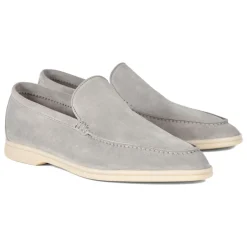 Viola Milano - Unlined Capri Suede Loafer - Light Grey - Handmade in Italy - Luxury Exclusive Collection - Avvenice