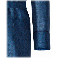 Viola Milano - Unlined Luxury Dressing Gown - Contrast Paisley Pattern - Handmade in Italy - Luxury Exclusive Collection - Avvenice