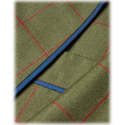 Viola Milano - Unlined Royal British Wool/Silk Dressing Gown - Green/Red Check - Handmade in Italy - Luxury Exclusive Collection - Avvenice