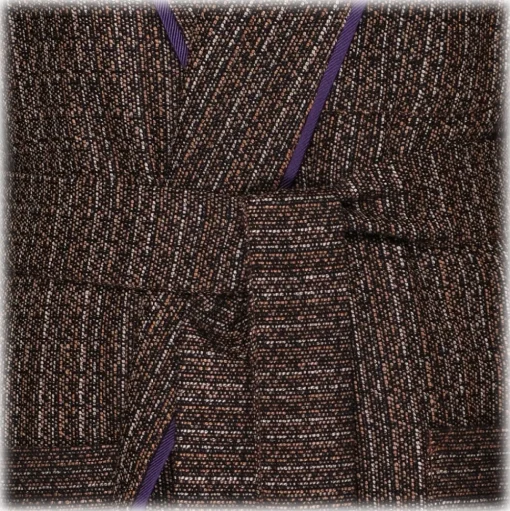 Viola Milano - VBC Wool, Silk and Linen Dressing Gown - Contrast Pattern - Handmade in Italy - Luxury Exclusive Collection - Avvenice