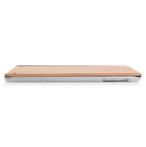 Woodcessories - Cherry / Silver Metal / Leather / Transclucent Hardcover - iPad Pro 9'7 - Flip Case - Eco Guard Metal & Wood - Avvenice