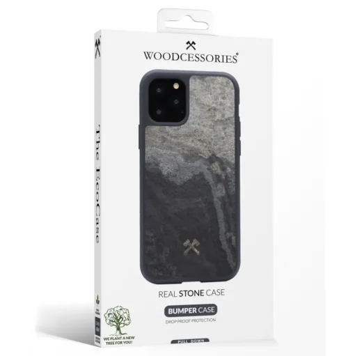 Woodcessories - Eco Bumper - Stone Cover - Camo Gray - iPhone 11 - Real Stone Cover - Eco Case - Bumper Collection - Avvenice