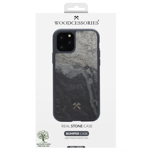 Woodcessories - Eco Bumper - Stone Cover - Camo Gray - iPhone 11 Pro - Real Stone Cover - Eco Case - Bumper Collection - Avvenice