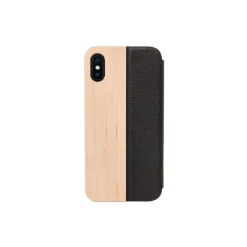 Woodcessories - Eco Wallet Flip Cover - Real Wood and Leather - Maple - iPhone X / XS - Eco Case - Flip Collection - Avvenice