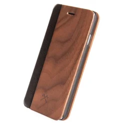 Woodcessories - Eco Wallet Flip Cover - Real Wood and Leather - Walnut - iPhone 8 Plus / 7 Plus - Eco Case - Flip Collection - Avvenice