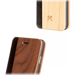 Woodcessories - Eco Wallet Flip Cover - Real Wood and Leather - Walnut - iPhone 8 Plus / 7 Plus - Eco Case - Flip Collection - Avvenice