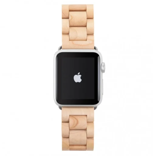 Woodcessories - Maple / Silver - Wooden Apple Watch Band 38 mm - Eco Strap - Stainless Steel - Wooden Apple Watch Strap - Avvenice