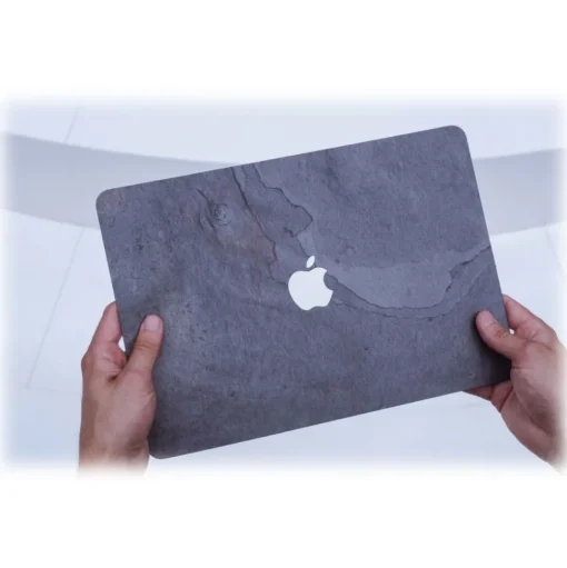 Woodcessories - Real Stone MacBook Cover - Volcano Black - MacBook 15 Pro Touchbar - Eco Skin Stone - Apple Logo - Avvenice
