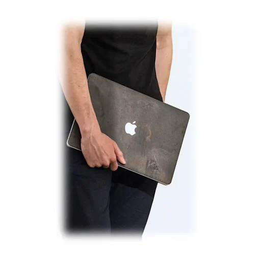Woodcessories - Real Stone MacBook Cover - Volcano Black - MacBook 15 Pro Touchbar - Eco Skin Stone - Apple Logo - Avvenice