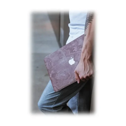 Woodcessories - Real Stone MacBook Cover - Volcano Black - MacBook 15 Pro Touchbar - Eco Skin Stone - Apple Logo - Avvenice