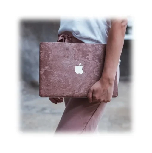 Woodcessories - Real Stone MacBook Cover - Volcano Black - MacBook 15 Pro Touchbar - Eco Skin Stone - Apple Logo - Avvenice
