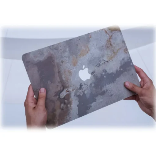Woodcessories - Real Stone MacBook Cover - Volcano Black - MacBook 15 Pro Touchbar - Eco Skin Stone - Apple Logo - Avvenice