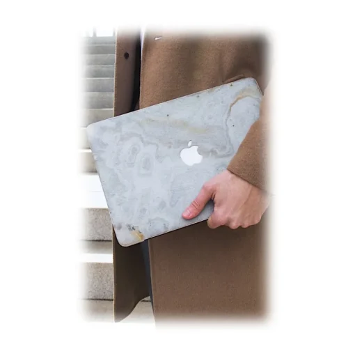 Woodcessories - Real Stone MacBook Cover - Volcano Black - MacBook 15 Pro Touchbar - Eco Skin Stone - Apple Logo - Avvenice