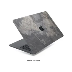 Woodcessories - Real Stone MacBook Cover - Volcano Black - MacBook 15 Pro Touchbar - Eco Skin Stone - Apple Logo - Avvenice