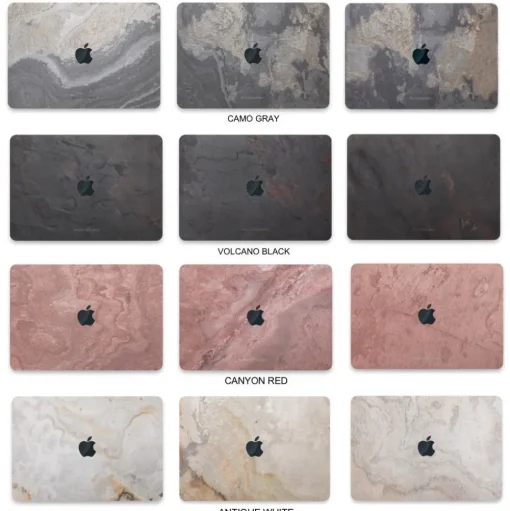 Woodcessories - Real Stone MacBook Cover - Volcano Black - MacBook 15 Pro Touchbar - Eco Skin Stone - Apple Logo - Avvenice