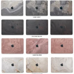 Woodcessories - Real Stone MacBook Cover - Camo Gray - MacBook 13 Pro Retina - Eco Skin Stone - Apple Logo - Avvenice