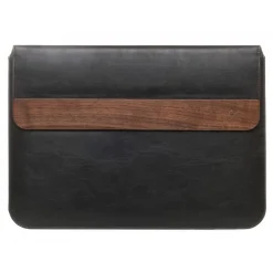Woodcessories - Walnut / Black Leather / MacBook Bag - MacBook 13 Pro Ret - Eco Pouch Case - Wooden MacBook Bag - Avvenice