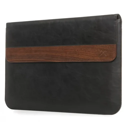 Woodcessories - Walnut / Black Leather / MacBook Bag - MacBook 13 Pro Ret - Eco Pouch Case - Wooden MacBook Bag - Avvenice
