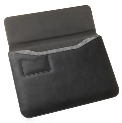 Woodcessories - Walnut / Black Leather / MacBook Bag - MacBook 13 Pro Ret - Eco Pouch Case - Wooden MacBook Bag - Avvenice