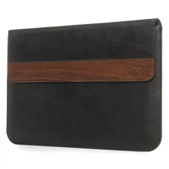 Woodcessories - Walnut / Black Leather / MacBook Bag - MacBook 11 Air - Eco Pouch Case - Wooden MacBook Bag - Avvenice