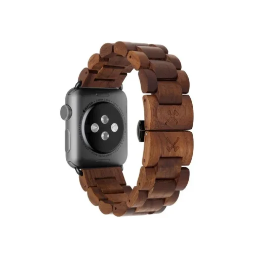 Woodcessories - Walnut / Black - Wooden Apple Watch Band 38 mm - Eco Strap - Stainless Steel - Wooden Apple Watch Strap - Avvenice