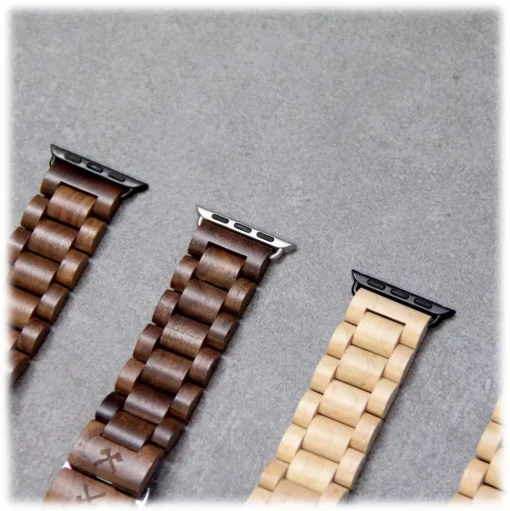 Woodcessories - Walnut / Black - Wooden Apple Watch Band 38 mm - Eco Strap - Stainless Steel - Wooden Apple Watch Strap - Avvenice