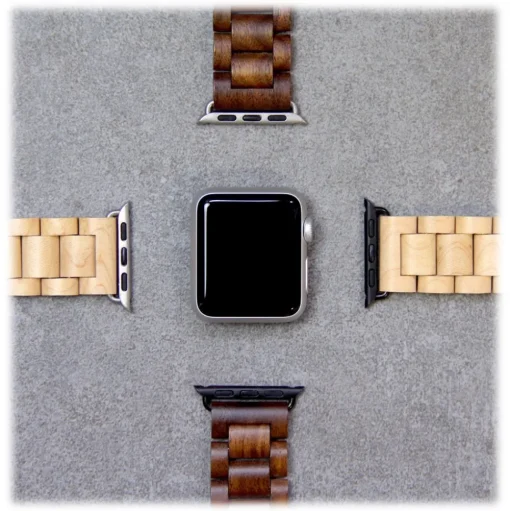 Woodcessories - Walnut / Black - Wooden Apple Watch Band 38 mm - Eco Strap - Stainless Steel - Wooden Apple Watch Strap - Avvenice