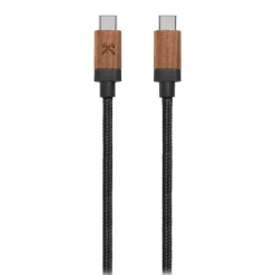 Woodcessories - Walnut / Black - Wooden USB C Cable 1.2 m - Eco Cable - Wooden Apple USB Lighting Cable - Avvenice