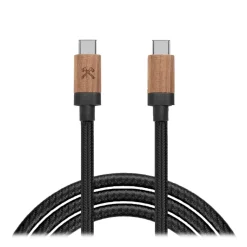 Woodcessories - Walnut / Black - Wooden USB C Cable 1.2 m - Eco Cable - Wooden Apple USB Lighting Cable - Avvenice