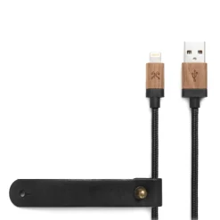 Woodcessories - Walnut / Black - Wooden Mfi Lightning Cable 1.2 m - Eco Cable - Wooden Apple USB Lighting Cable - Avvenice