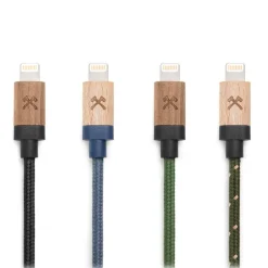 Woodcessories - Walnut / Green - Wooden Mfi Lightning Cable 1.2 m - Eco Cable - Wooden Apple USB Lighting Cable - Avvenice