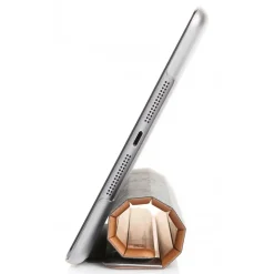 Woodcessories - Walnut / Silver Metal / Leather / Transclucent Hardcover - iPad Mini 4 - Flip Case - Eco Guard Metal & Wood - Avvenice