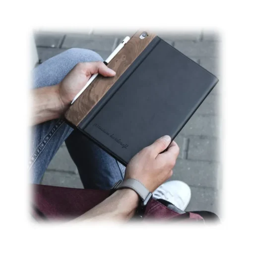 Woodcessories - Walnut and Leather Hard Cover - iPad Pro 12.9 - Flip Case - Eco Flip Leather and Wood - Avvenice