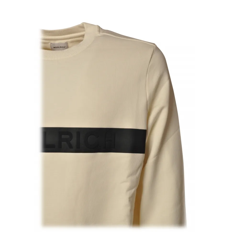 Woolrich - Crewneck Fleece Sweatshirt - Cream - Pullover - Luxury Exclusive Collection - Avvenice