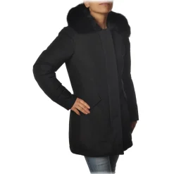 Woolrich - Fitted Down Jacket with Fox Fur Trimmed Hood - Black - Jacket - Luxury Exclusive Collection - Avvenice