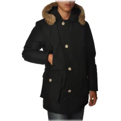 Woolrich - Parka with Hood and Contrast Buttons  - Black - Jacket - Luxury Exclusive Collection - Avvenice