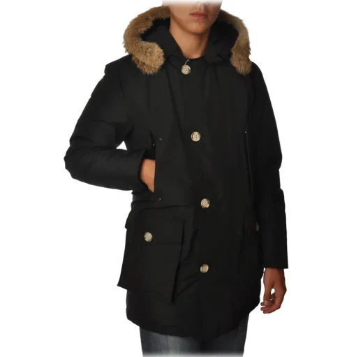 Woolrich - Parka with Hood and Contrast Buttons  - Black - Jacket - Luxury Exclusive Collection - Avvenice