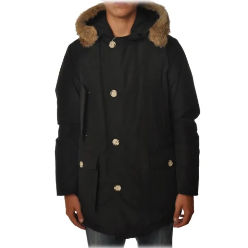 Woolrich - Parka with Hood and Contrast Buttons  - Black - Jacket - Luxury Exclusive Collection - Avvenice