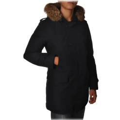 Woolrich - Parka with Hood and Elbow Patches  - Blue - Jacket - Luxury Exclusive Collection - Avvenice