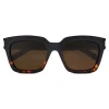 Yves Saint Laurent - Bold SL1 Sunglasses with Square Thick Frames and Nylon Lenses Brown and Havana - Saint Laurent Eyewear - Avvenice